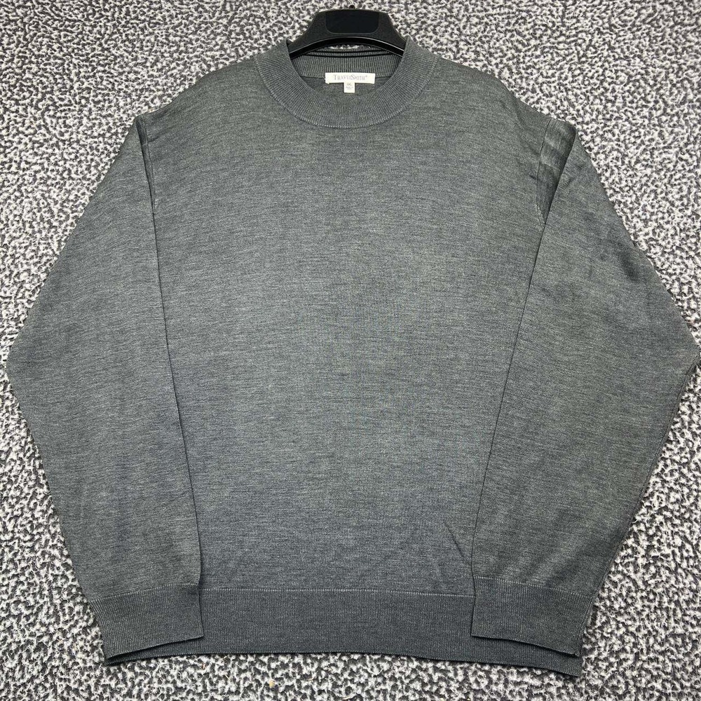 Vintage TravelSmith Sweater Men XXL Gray Crewneck Long Sleeve Knit Pullover Silk